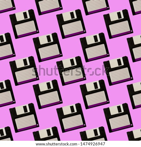 Seamless pattern. Floppy disk. Use for t-shirt, greeting cards, wrapping paper, posters, fabric print.Use for t-shirt, greeting cards, wrapping paper, posters, fabric print.