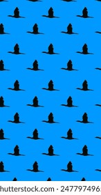 seamless pattern of a heron or crane or bird or feels like a cat in the blue background