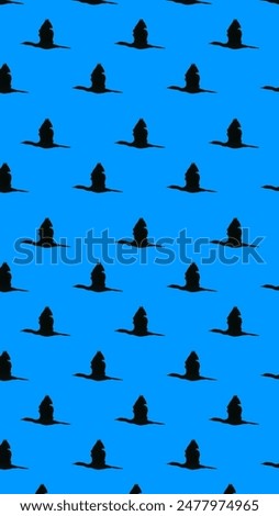 seamless pattern of a heron or crane or bird or feels like a cat in the blue background
