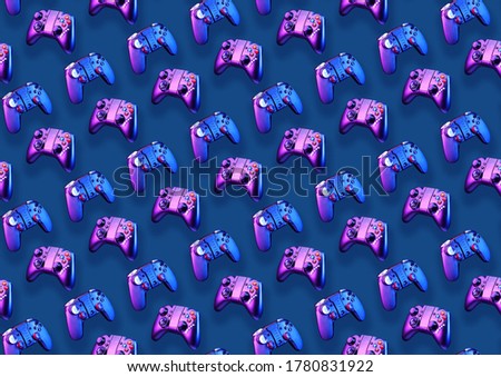 Seamless pattern with joyisticks. Concept of virtual reality, games, entertainment and communication.