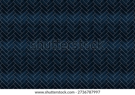 Seamless pattern of navy blue rectangular tiles in a herringbone arrangement. The tiles show a deep blue marble texture with elegant white outlines.