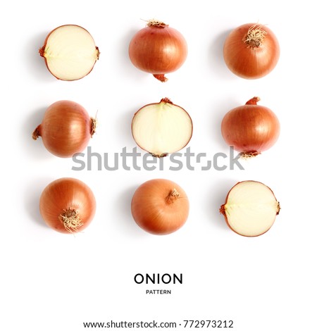 Seamless pattern with onion. Abstract background. Onion on the white background.