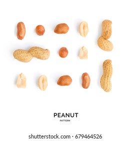 Seamless pattern with peanut. Abstract background. Peanut on the white background.