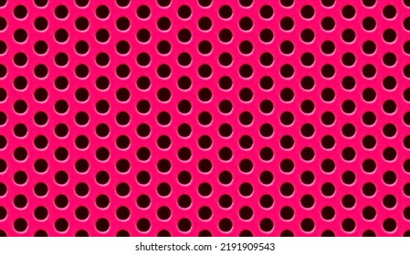 Seamless Pattern Of Pink Perforated Metal Plate Sheet Panel