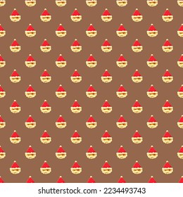 Seamless Pattern of Santa Clause Christmas Cookies on Delectable Chocolate Brown Background - Shutterstock ID 2234493743