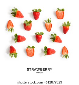 Seamless pattern with strawberry. Tropical abstract background. Strawberry on the white background.