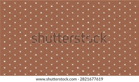 Seamless pattern of tiny white hearts woven into warm brown fabric. Ideal for crafting textiles or seasonal decor backgrounds.