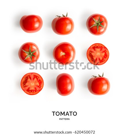 Seamless pattern with tomatoes. Abstract background. Tomato on the white background.