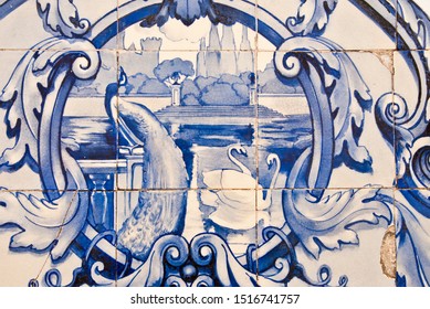 Seamless pattern of a traditional Portuguese tile - azulejo.