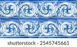 Seamless pattern usefull for rendering of typical portuguese decorations with colored ceramic tiles called azulejos