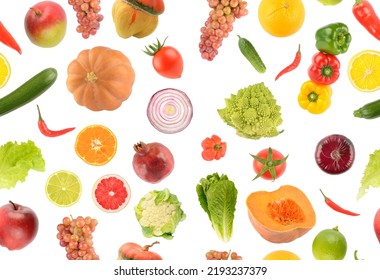 Horizontal Seamless Pattern Fruits Vegetables Isolated Stock Photo ...