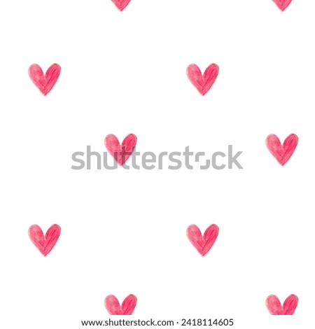 seamless pattern with watercolor hearts on a white isolated background