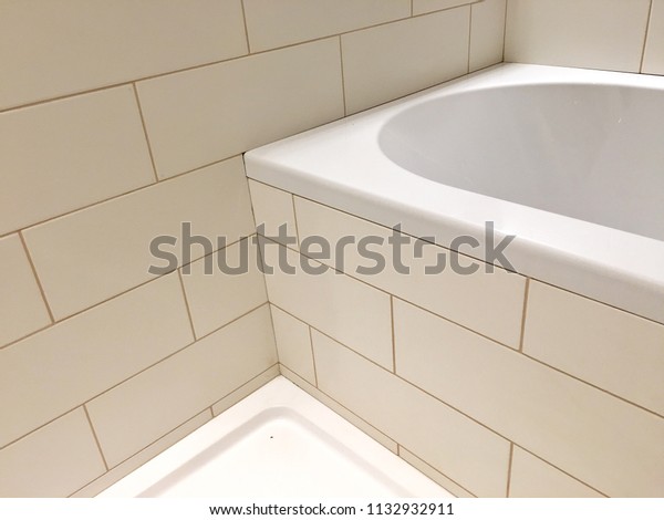 Seamless Perspective Corner Bathtub Bathroom Wall Stock Image