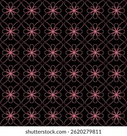 Seamless Pink Line Floral Pattern on Black