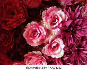 Seamless Pink and Red Fabric Roses Background - Powered by Shutterstock