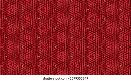 Seamless red pattern background with a geometric floral hexagon shape design for textile fabric wallpaper backdrop bg print. Repeatable ethnic repeating tribal print African Aztec kente textile  tile. - Powered by Shutterstock - Get 15% off with code: PIKWIZARD15