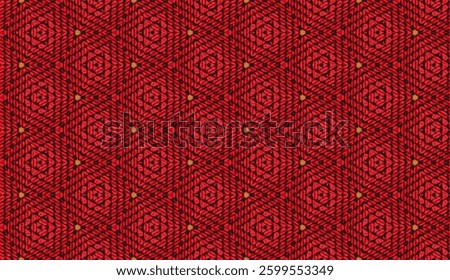 Seamless red pattern background with a geometric floral hexagon shape design for textile fabric wallpaper backdrop bg print. Repeatable ethnic repeating tribal print African Aztec kente textile  tile.