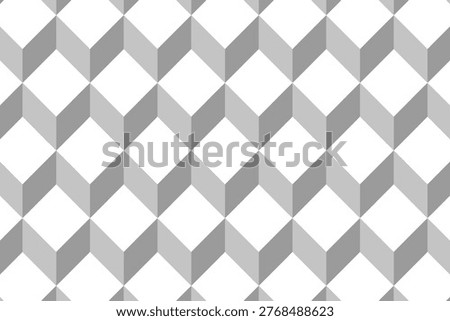 Seamless repeating 3D cube pattern is filling frame in flat design with transparent background. Geometric, tessellation, optical illusion, minimalist, abstract, modern, digital design