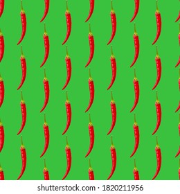 seamless simple pattern of one red hot pepper on green background - Powered by Shutterstock - Get 15% off with code: PIKWIZARD15