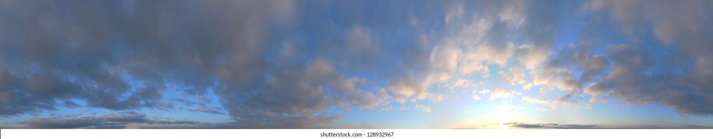 Seamless sky panorama. 360 degrees. Taken on a cold winter evening over Copenhagen (Denmark)