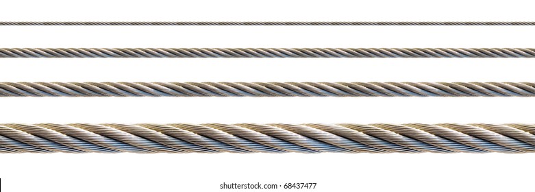 Seamless Steel Cable Set For Continuous Elongation (isolated On White Background).