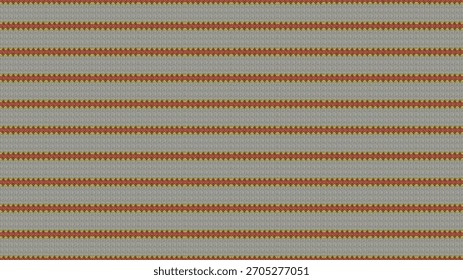 A seamless striped pattern featuring alternating textured gray bands and bold zigzag rows in red, orange, and yellow tones, creating a rhythmic geometric design with a vibrant visual flow