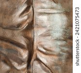 Seamless texture photo of bronze or copper statue wrinkled cloth folds surface.