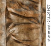 Seamless texture photo of bronze or copper statue wrinkled cloth folds surface.