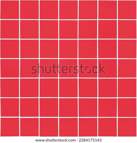 Seamless texture of red square ceramic tiles with white grout in the seams. pattern or texture. Template or layout