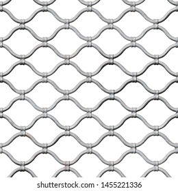 Seamless Texture Of Roll Up Lattice Garage Door Isolated On White Background. Pisa. Italy.