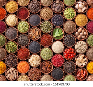 Seamless texture with spices and herbs - Shutterstock ID 161983700