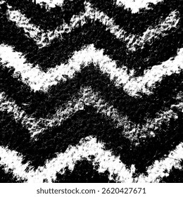 Seamless zig zag vector pattern. Abstract monochrome geometric brush strokes. Black and white hand painted ink illustration. Freehand horizontal zigzag stripes print. Simple classic geometric ornament