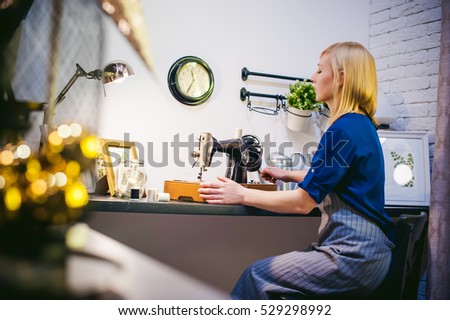 Similar – Image, Stock Photo Girl stiring coffee and looking her tablet