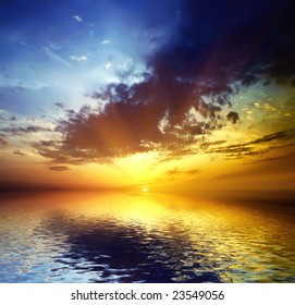 sea-piece on a background sunset