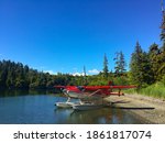 Seaplane on the water in Alaska, USA