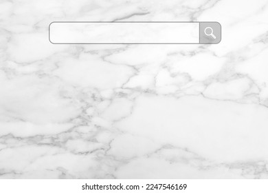 Search Bar with Magnifying Glass Icon on White Marble Wall with Wooden Floor for Background, Suitable for Technology and Communication Concept. - Powered by Shutterstock