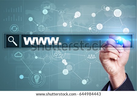Search bar with www text. Web site, URL. Digital marketing. Business, internet and technology concept.