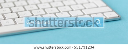 Search Engine Concept: Searching GET STARTED word on internet