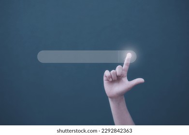 search engine concept, Searching information data on internet networ, kid hand touching magnifying glass icon search and copy space 