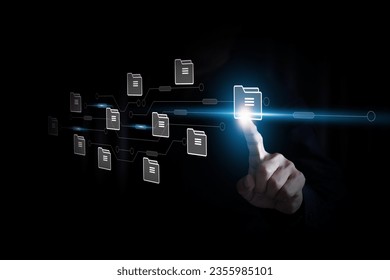 Search engine data document content management system and online file transfer download or sharing and database digital cloud drive storage service on computer network technology analytics concepts
