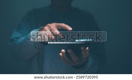 Search Engine Optimization concept, SEO. Businessman using a smartphone to be searching for online information, Smart data search technology, Using Search Console for ​your website. 