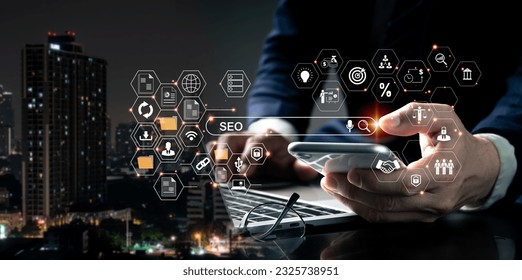 A search engine optimization expert manages SEO with social media content and website advertising.