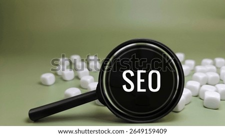 Search Engine Optimization Icons and Tools Representing SEO Concept for Online Business, Digital Marketing, and Website Performance Improvement. 
