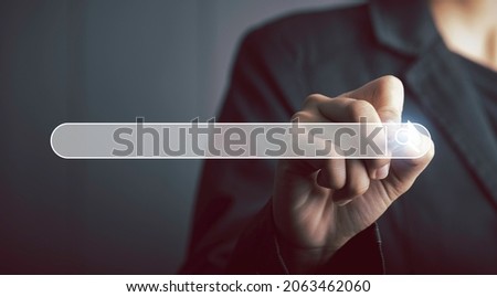 Search Engine Optimization Internet hand touch working on Browser close up shot.Data Search Technology.