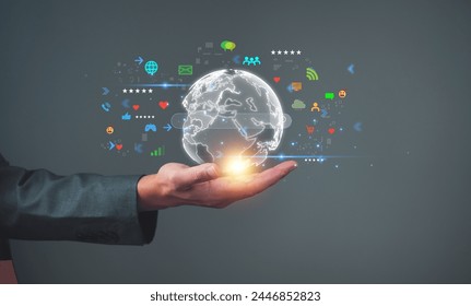 Search engine optimization, SEO, Searching High speed internet engine information, business people use smartphones to search for information in global network replication areas digital technology