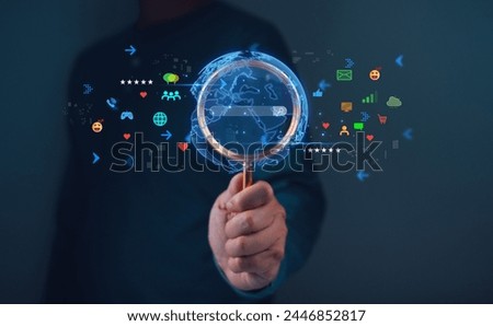 Search engine optimization, SEO, Searching High speed internet engine information, business people use smartphones to search for information in global network replication areas digital technology