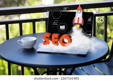 Search Engine SEO startup project man Searching information SEO performance - Shutterstock ID 2267161405