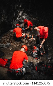 Search And Rescue Team Helping Injured Alpinist