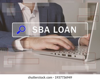 Search SBA LOAN Small Business Administration Button. Modern Banker Use Internet Technologies.  
