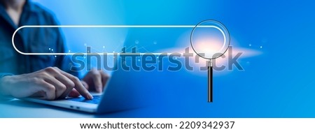 Search technology, search engine optimization,person using laptop to search information, using search bar function on your website. SEO.